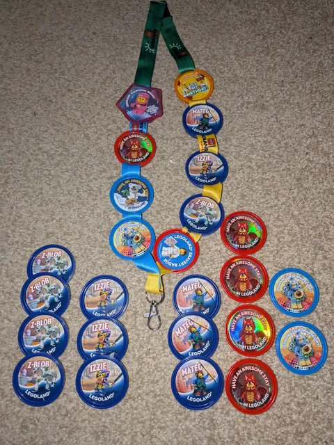 NEW LEGOLAND Pop Badge Lanyard Lot 25 UNIQUE Rare Mix Space Holiday Hotel Event