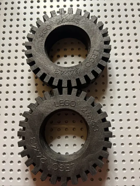 LEGO 3740 Black Tire 24 x 43 Technic, Solid Retired 1989 2pcs
