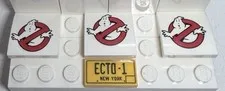 LEGO Ghostbusters Printed Tile Lot 4pc ECTO-1 License Plate Logo 75828