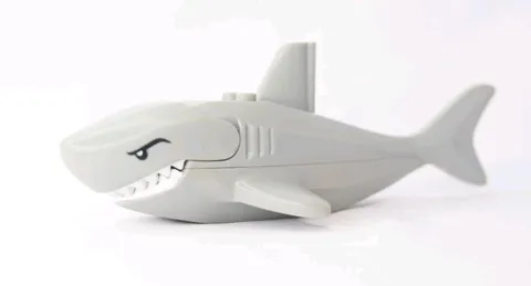 LEGO Shark Large Light Bluish Gray Shark Gills White Teeth