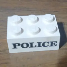 LEGO White 2x3 Brick Printed POLICE Police Theme Plastic 1 Piece