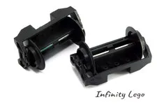 2 LEGO Black Train Wheel Holder with Wheels & Metal Pin (RC) (2878)