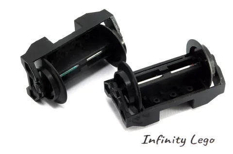 2 LEGO Black Train Wheel Holder with Wheels & Metal Pin (RC) (2878)