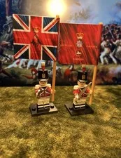 2x Minis 2nd Foot Guards 2.B Napoleonic British Infantry +2 Flags LEGO Flagpoles