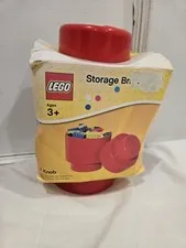 NIB LEGO Brick Round Storage Box Red 1 knob