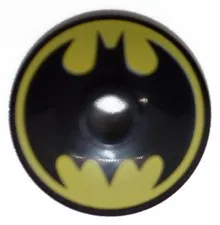 LEGO 2x2 Inverted Dish w Batman Logo yellow background wheel hubcap 6271081