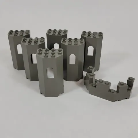 6X LEGO Castle DARK GREY Turret Wall Top Panel Window Part Lot 30246 6066