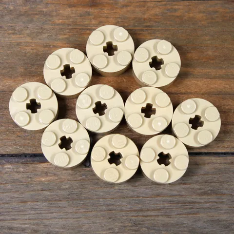 LEGO 6143 3941  Tan Brick Round 2 x 2 with Axle Hole Qty 10