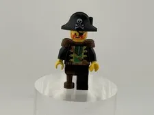 LEGO Pirate Captain Minifigure Plastic Figure w/ Black Tricorn Hat & Peg Leg