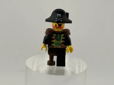 LEGO Pirate Captain Minifigure Plastic Figure w/ Black Tricorn Hat & Peg Leg