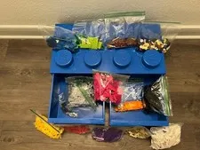 Lego Blue Storage Brick 2 x 4 two boxes Stackable +2Lbs LEGO Sorted Parts & Piec