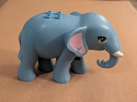 Lego Duplo Vintage Light  Gray Elephant Figure Piece White Tusks 5” Zoo Safari