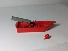 LEGO Red Pirates Minifig Row Boat Oarlocks, Red Pirate Cap, Cannon w/Wheels