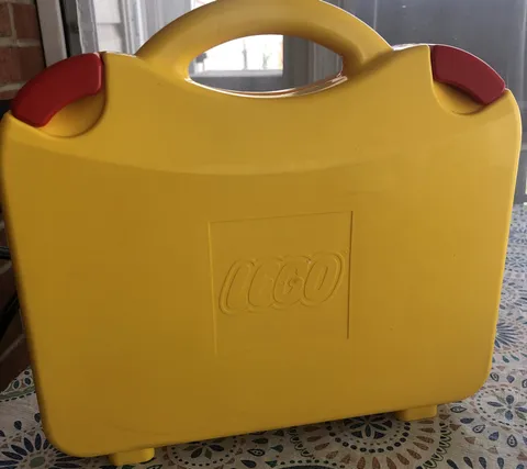 Lego Yellow Orange Hard Plastic Carrying Case Latching Empty Storage Box Divider