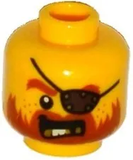 LEGO® Part 3626pb1304 Head Beard Dark Orange, Gold Teeth, Eye Patch Pattern