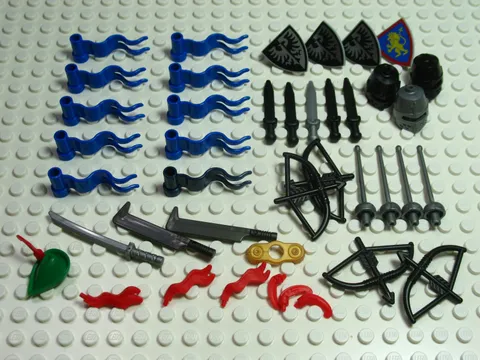 LEGO® Lion Knight Black Falcon Castle Helmet Shield Sword Flag Bow Accessory Lot