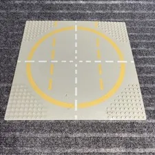 Vintage LEGO Base Plate Space Moon Landing Pad 32 X 32 Gray w/ Yellow Circle