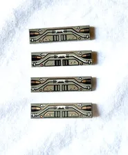 Qty 4 LEGO Tile 1x4 with Star Wars Black, Copper, and Silver Circuitry 2431px2