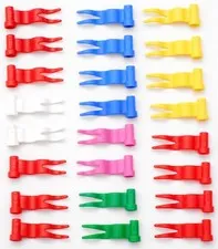 LEGO 24 Piece Red White Blue Green Pink  & Yellow 4 X 1 Wavy Castle Flags Lot
