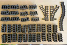 Big lot of 192 parts LEGO RC train track straight curved switch flexible