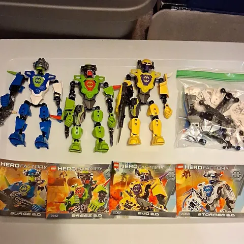 LEGO HERO Factory 2.0 Bulk Lot Figures w/ Manuals Surge Breez Evo Stormer