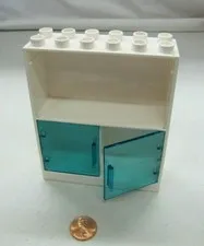 Lego Duplo White Cabinet Translucent Doors BOOKSHELVES Hospital House 2x6 4.75"