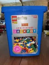 LEGO 1993 20th Anniversary Blue Bucket with Labels and Lid Vintage And Legos