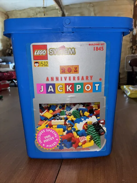 LEGO 1993 20th Anniversary Blue Bucket with Labels and Lid Vintage And Legos
