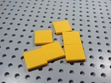LEGO Lot of 6 Bright Yellow Orange 2x2 Smooth Tiles Plates AY
