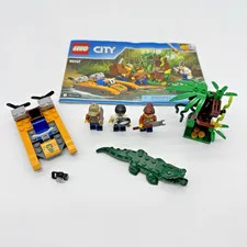 LEGO CITY Jungle Starter Set 60157 Complete 3 Minifig Crocodile Boat Instruction