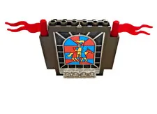 LEGO Stained Glass  Knight Window SPIN Secret Passage Printed Free Flags Castle