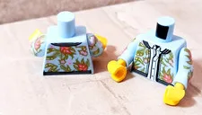 New LEGO Hawaiian Shirt Torso Sweater Cardigan Floral Flowers Yellow Hands