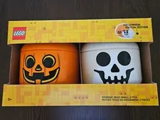 LEGO Small Storage Heads - PUMPKIN and SKELETON - NEW - 5006590 and 5006591