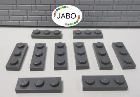 (J7/3/3) LEGO 10 x 3623 Flat Plate 1x3 New Dark Grey