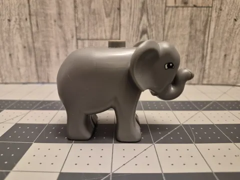 Lego Duplo Figure Elephant Baby (Medium) 3.5" Long slate gray