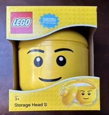 Lego Minifigure Head Storage Container Box Small Smiling Boy Face