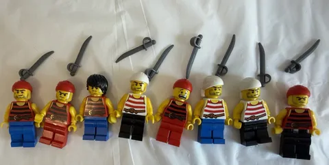 LEGO Pirates Minifigure Lot 8 Pirate Figures Swords Cutlass Vintage Assorted