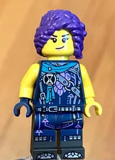 LEGO Girl Female Teen Minifig, Punk, Alternative Look, Purple Hair & Toes, Smirk