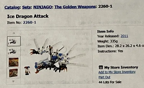 LEGO Ninjago (2260) Ice Dragon Attack - Incomplete; For Parts - No Minifigures