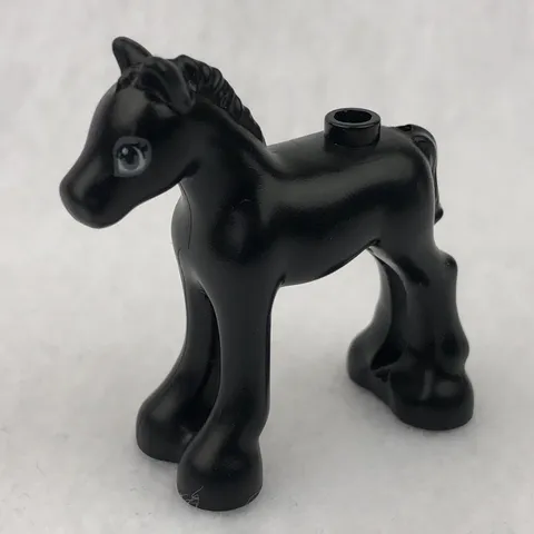 LEGO 11241pb03 Black Horse, Friends, Foal W/ Dark Bluish Gray & White Eyes