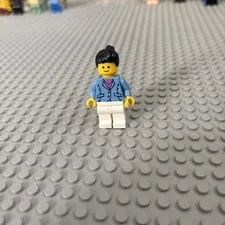 LEGO City Female Minifigure Black Ponytail Blue Jacket Office Worker Town RARE