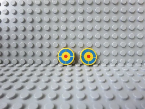 Lego Lot x2 Tile Round 2 x 2 Blue and Red Archery Target Pattern Pieces 4150p40