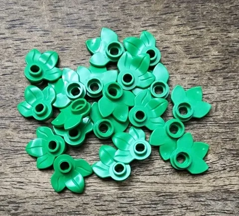 LEGO Bright Green Plant Plate, Round 1 x 1 with 3 Leaves. QTY 20. Part 32607.