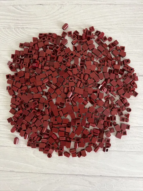 LEGO LOT DARK RED 490 PCS 1X1 BRICK PLATE ROUND VARIETY BUILDING PIECES