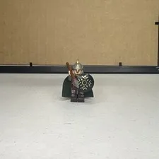 LEGO Minifigure Eomer; Warrior Soldier w/ Helmet, Green Cape, Spear & Shield