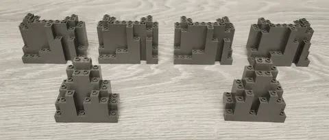 Lot Of 6 Lego 6083 & 6082 Old Dark Gray Rock Panel Top & Bottom LURP READ!!!