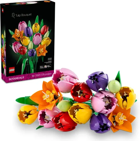 Botanicals Tulip Bouquet Building Set Adults Gift Birthdays Bedroom Book Shelf