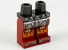 LEGO Pearl Dark Gray Hips and Dark Red Legs with Silver Armor and Orange Flames