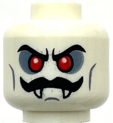 Lego New White Minifigure Head Vampire Knight Dual Sided Red Eyes Fangs