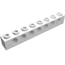 LEGO Part 3702 - White Technic Brick 1 x 8 [7 Pin Holes]
